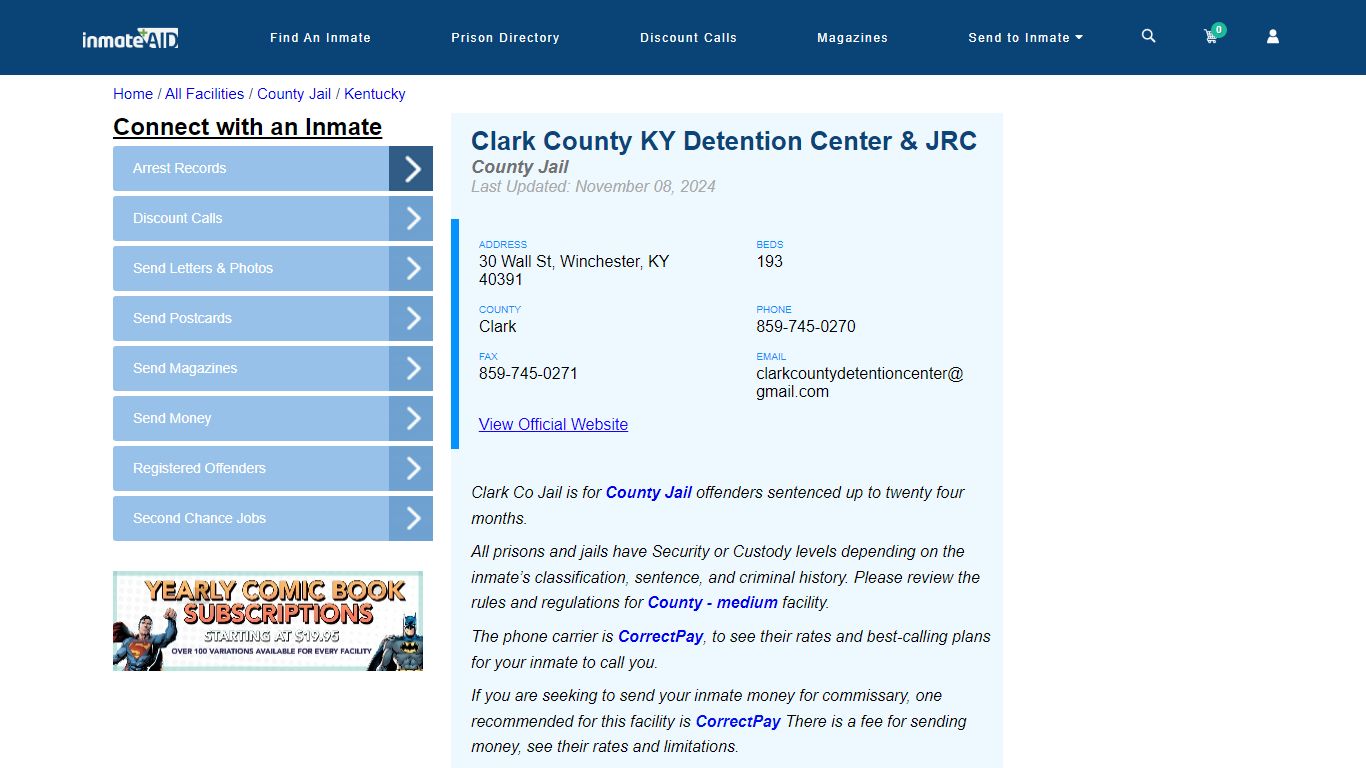 Clark County KY Detention Center & JRC - Inmate Locator