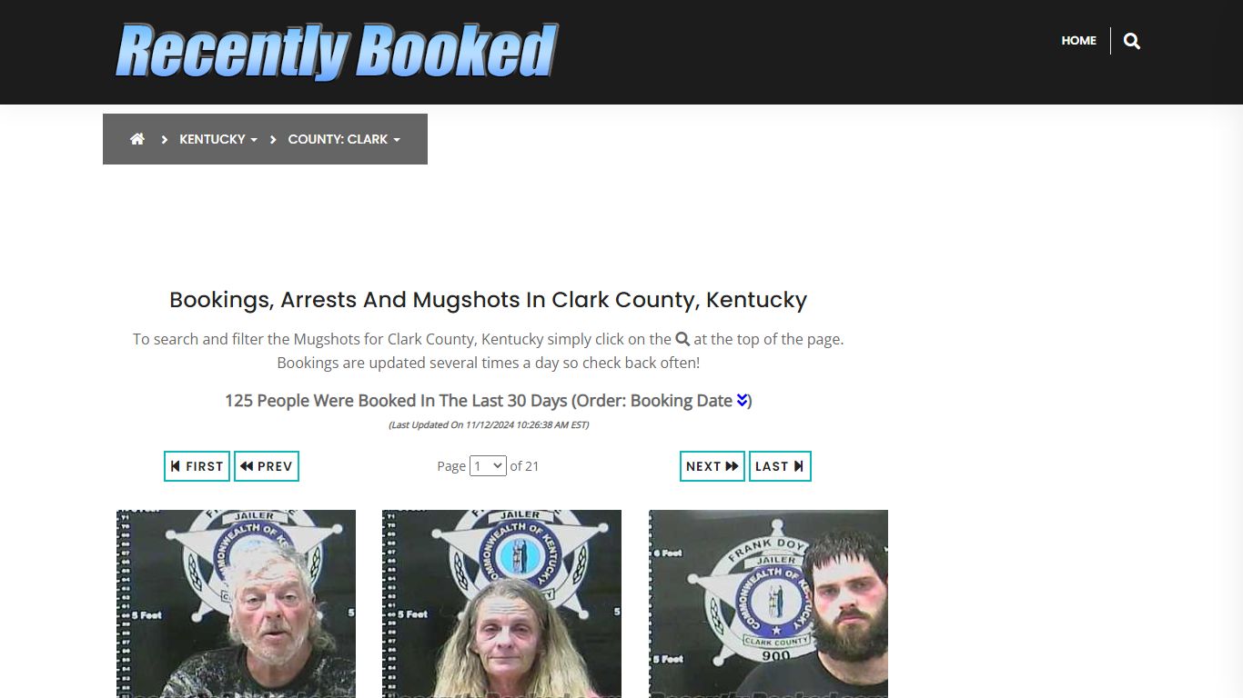 Bookings, Arrests and Mugshots in Clark County, Kentucky - Recently Booked